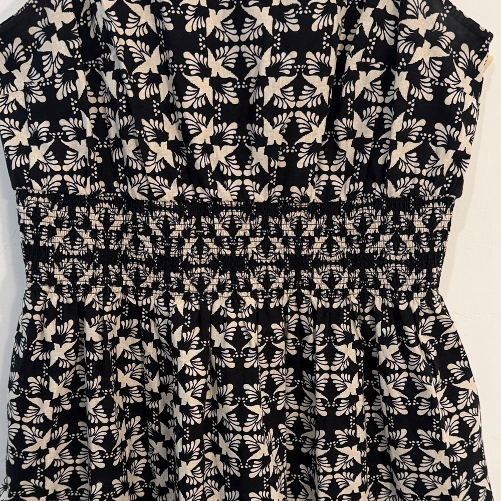 Universal Thread Black/cream bird pattern boat ne… - image 4